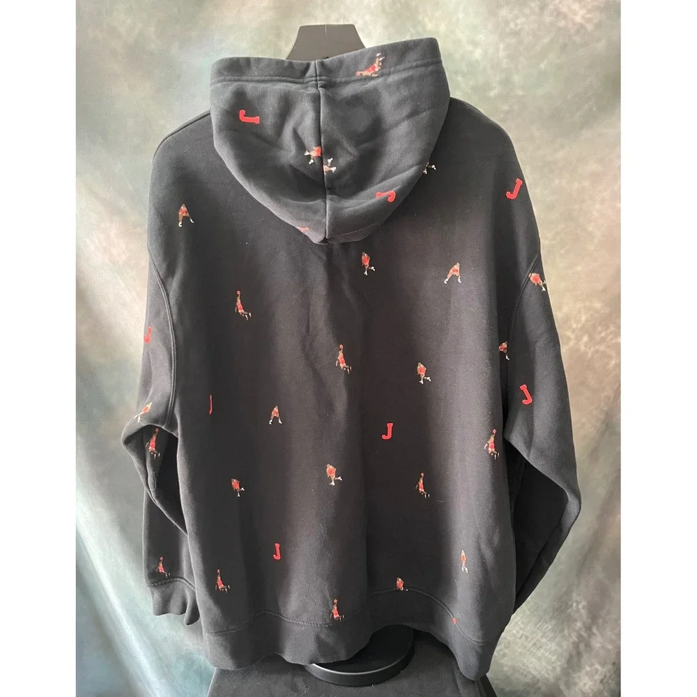Jordan‎ Essential Hoodie Black Red Basketball Player Print Mens Sweatshirt XL